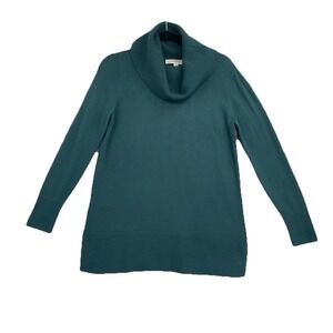 LOFT Women's Teal Green Cozy Chic Cowl Neck Long Sleeve Tunic Sweater - Size M